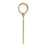 14k Yellow Gold Script Letter T Pendant, Polished Initial Charm for Women or Unisex