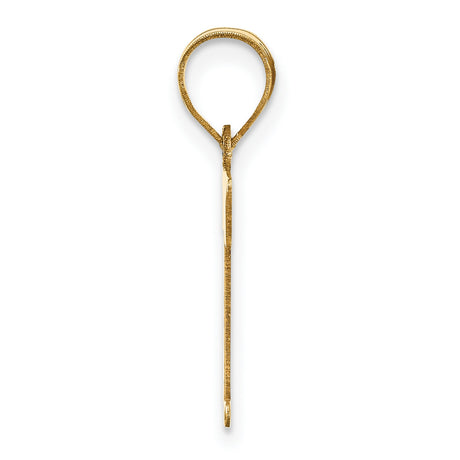 14k Yellow Gold Script Letter T Pendant, Polished Initial Charm for Women or Unisex