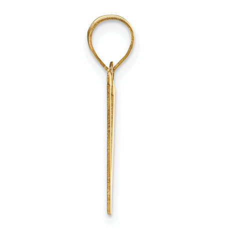 14k Yellow Gold Initial V Pendant, Polished Block Letter Charm for Women and Unisex