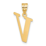 14k Yellow Gold Initial V Pendant, Polished Block Letter Charm for Women and Unisex