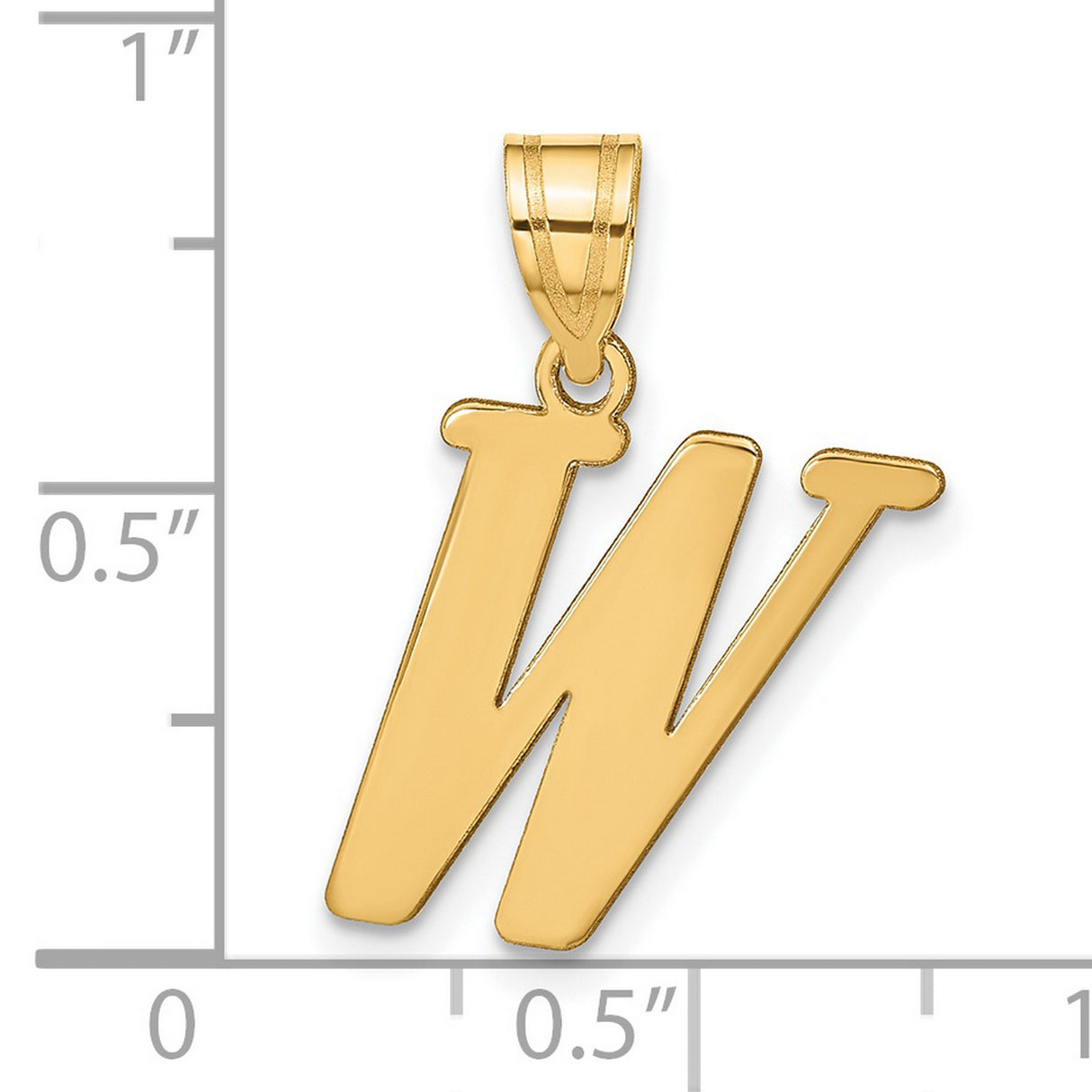 14k Yellow Gold Letter W Pendant, Polished Serif Initial Charm for Women or Unisex Wear