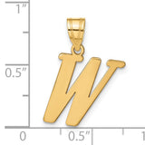 14k Yellow Gold Letter W Pendant, Polished Serif Initial Charm for Women or Unisex Wear