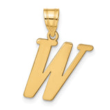 14k Yellow Gold Letter W Pendant, Polished Serif Initial Charm for Women or Unisex Wear