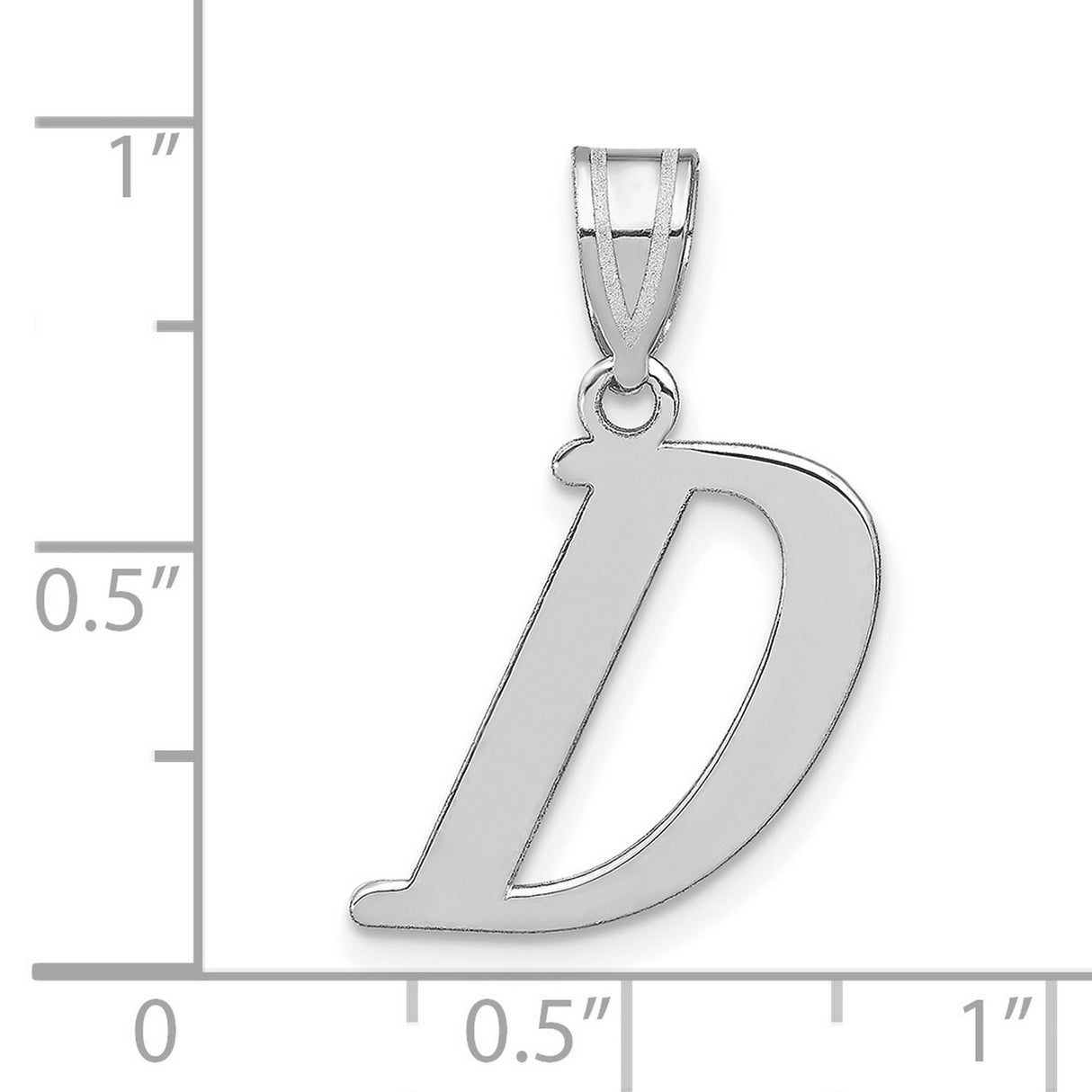 14k White Gold Initial D Pendant, Polished Block Letter Charm, Monogram Jewelry for Women