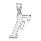 14k White Gold Script Letter F Pendant, Dainty Initial Charm for Women or Unisex Wear