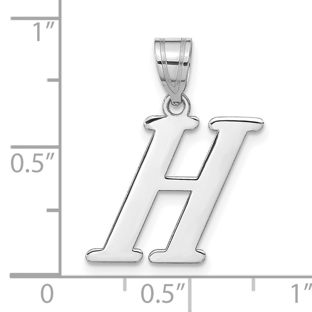 14k White Gold Pendant with Polished Block Letter H Charm, Uppercase Initial Jewelry