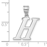 14k White Gold Pendant with Polished Block Letter H Charm, Uppercase Initial Jewelry