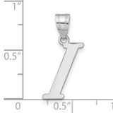 14k White Gold Letter I Pendant, Polished Block Serif Initial Charm for Women