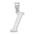 14k White Gold Letter I Pendant, Polished Block Serif Initial Charm for Women