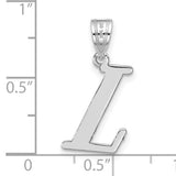 14k White Gold Initial L Pendant, Sleek Polished Letter Charm, Unisex Modern Monogram Style
