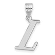 14k White Gold Initial L Pendant, Sleek Polished Letter Charm, Unisex Modern Monogram Style