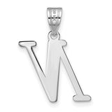 14k White Gold Initial Pendant, Polished Block Letter N Charm for Women