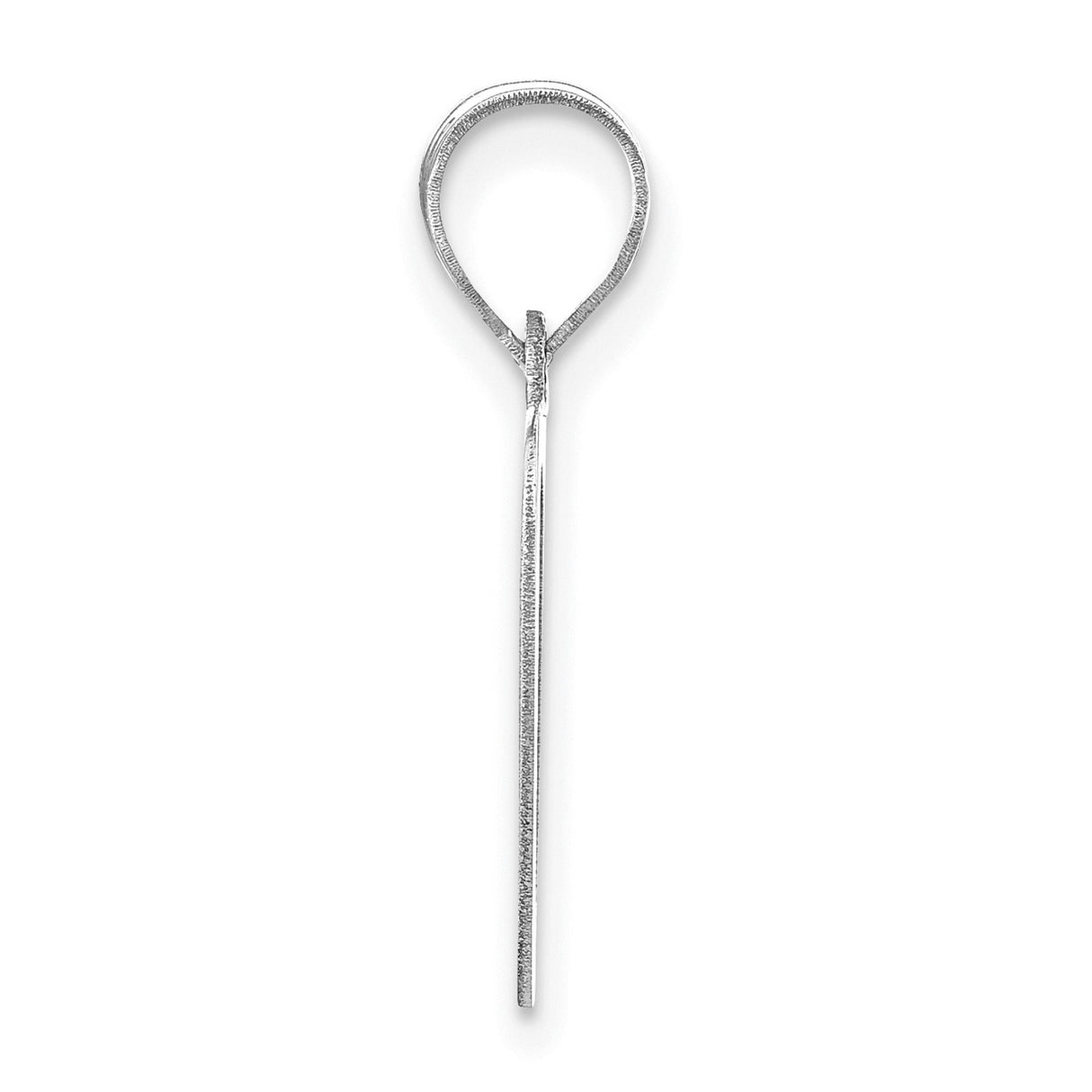 14k White Gold Letter O Pendant with Cutout Design, Polished Initial Charm for Women