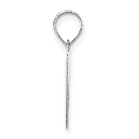 14k White Gold Letter O Pendant with Cutout Design, Polished Initial Charm for Women