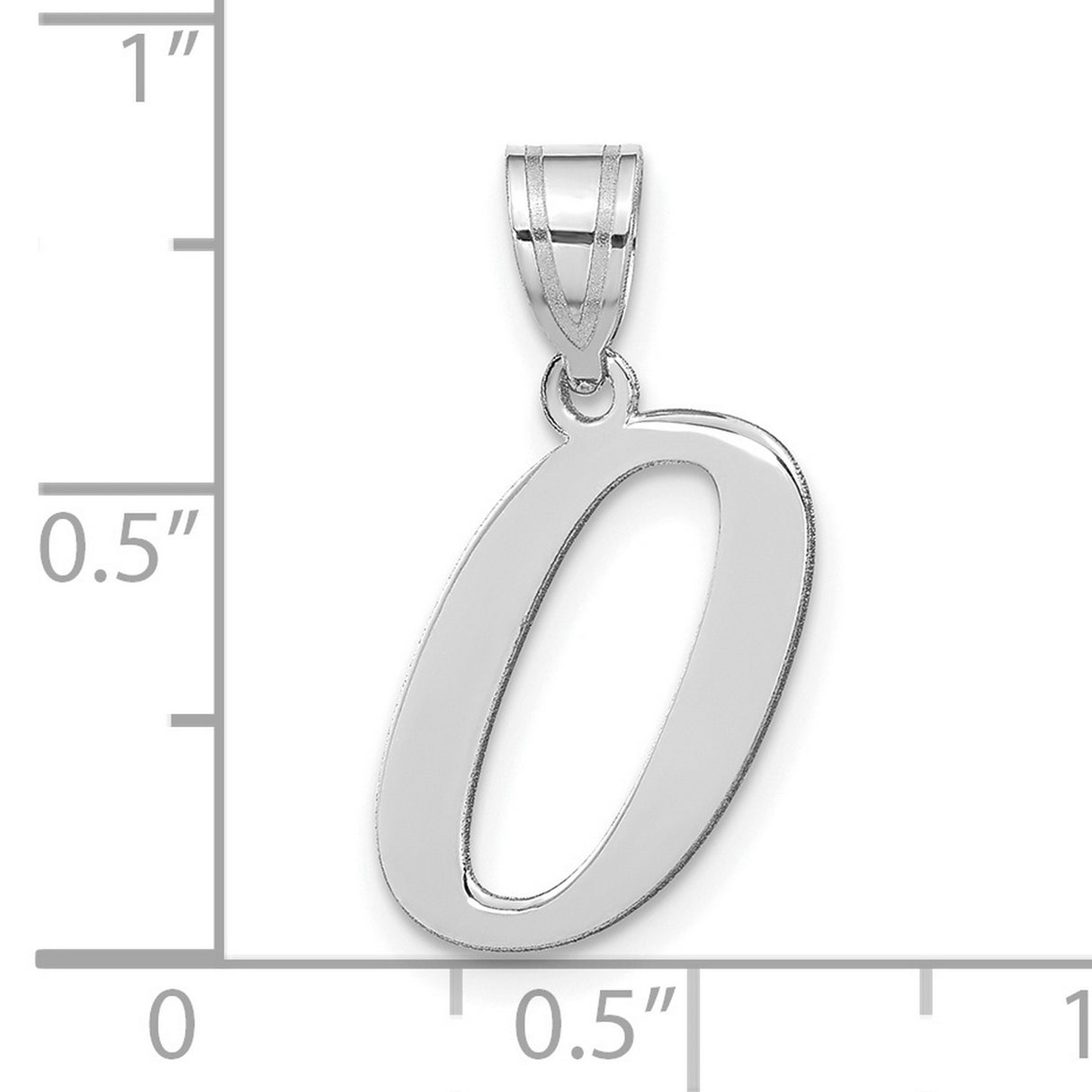 14k White Gold Letter O Pendant with Cutout Design, Polished Initial Charm for Women