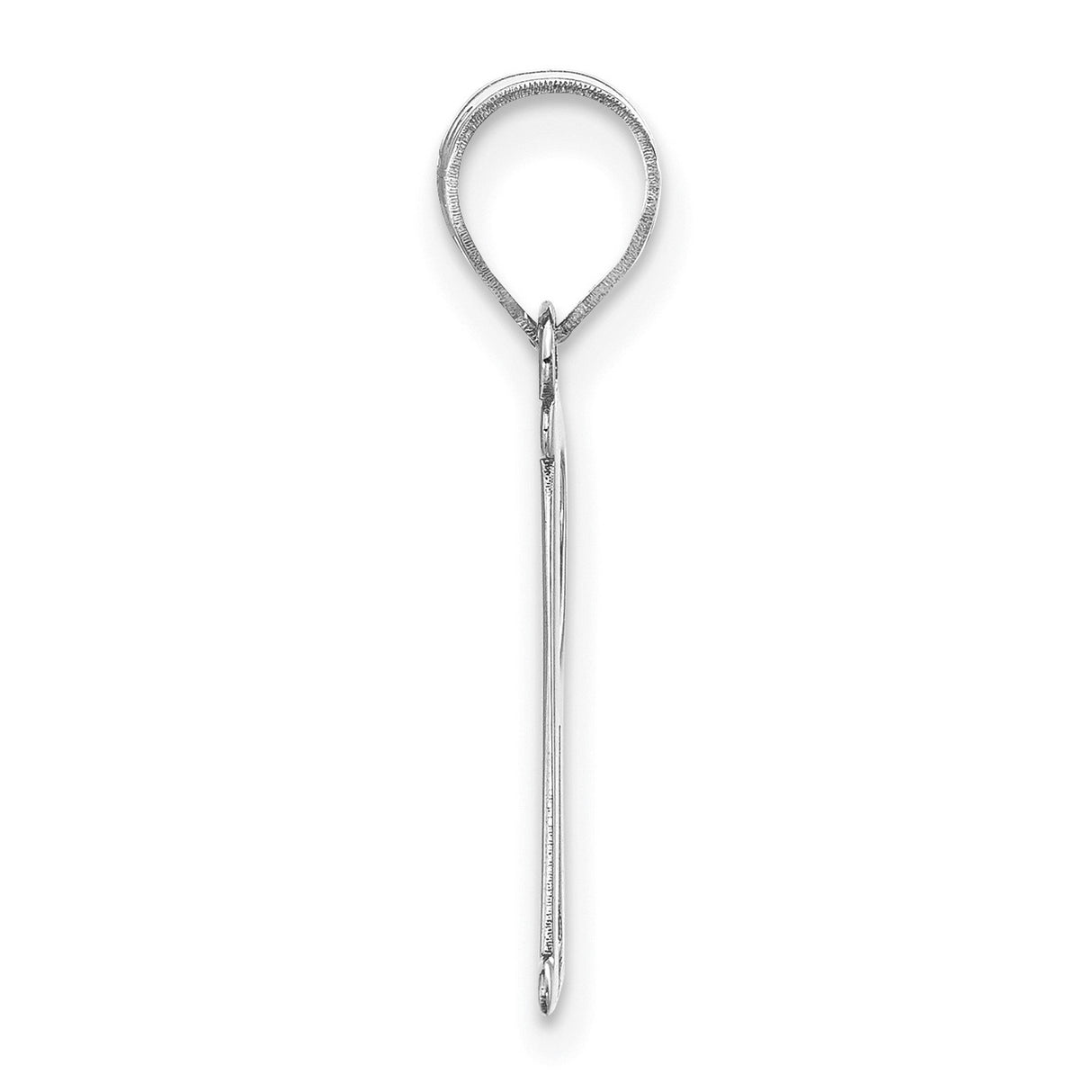 14k White Gold Letter R Pendant, Polished Script Initial Charm for Women or Unisex Wear