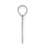 14k White Gold Initial W Pendant, Polished Alphabet Charm, Minimalist Monogram Jewelry