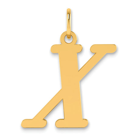 Polished Letter X Initial Charm Pendant in Real 14k Yellow Gold