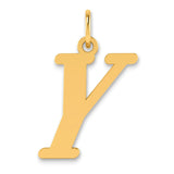 Polished Letter Y Initial Charm Pendant in Real 14k Yellow Gold