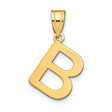 14k Yellow Gold Initial B Pendant Charm, Polished Block Letter Design for Women and Unisex