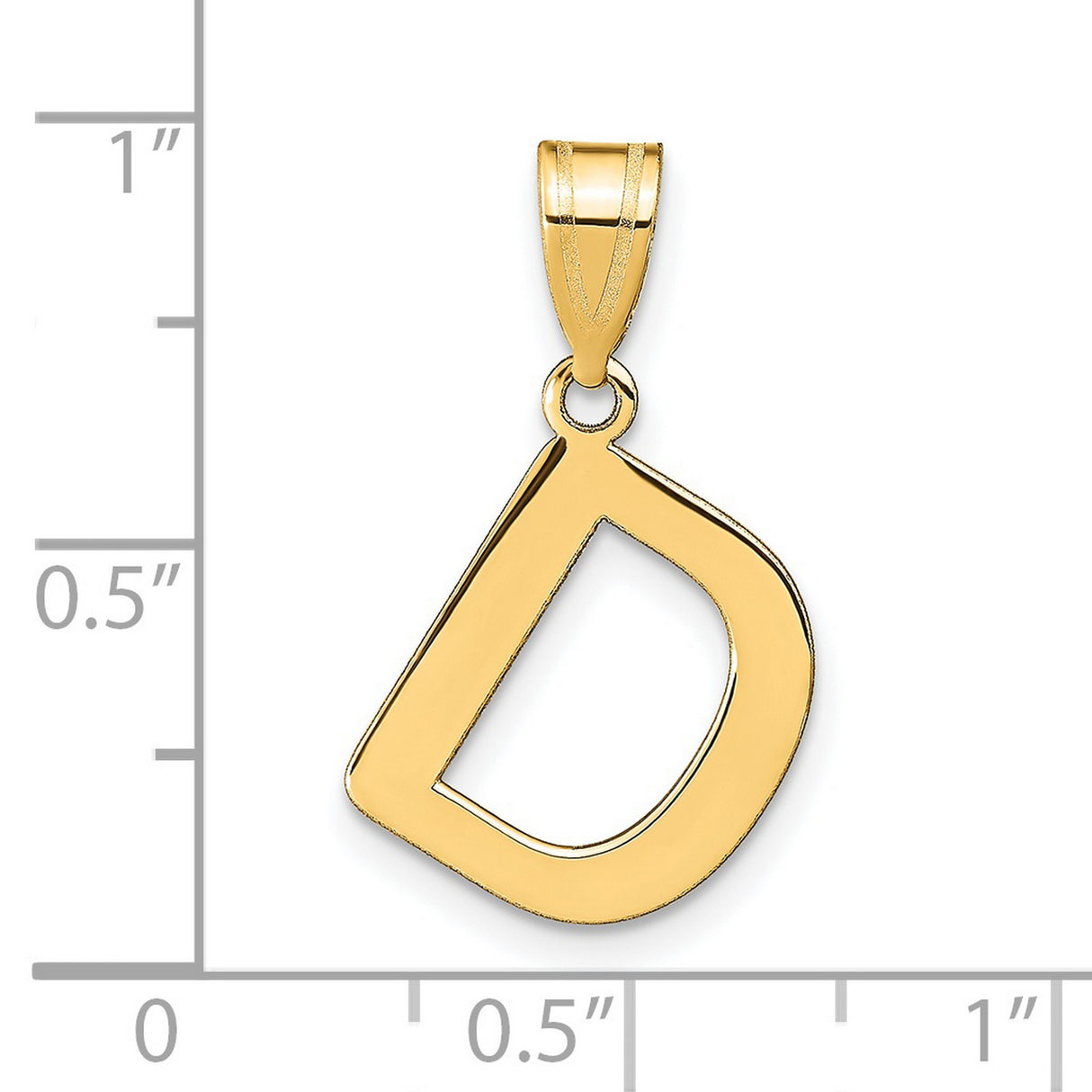 14k Yellow Gold Pendant, Open Style Uppercase Letter D Charm, Unisex Initial Jewelry