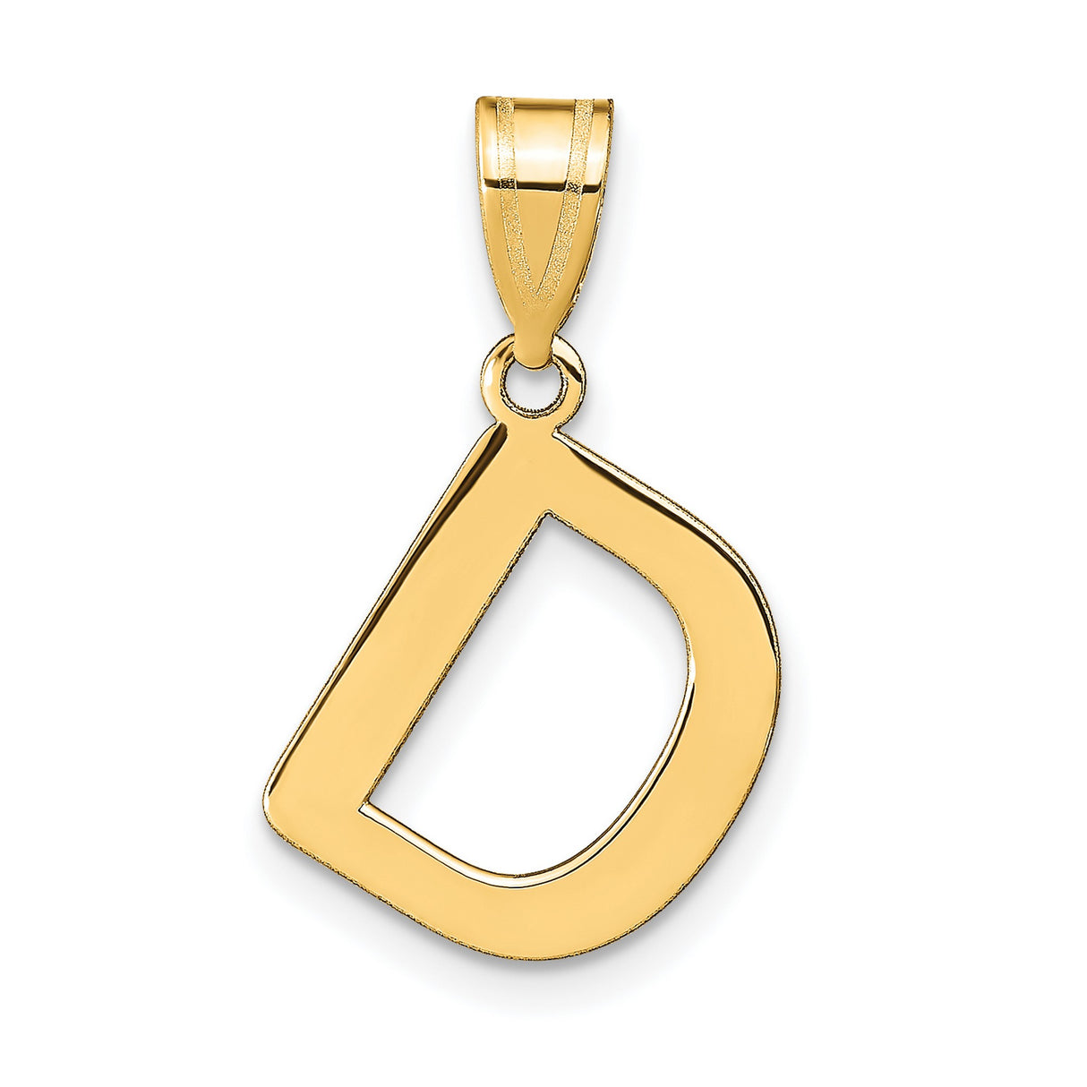 14k Yellow Gold Pendant, Open Style Uppercase Letter D Charm, Unisex Initial Jewelry