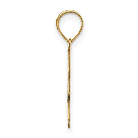 14k Yellow Gold Letter E Pendant, Polished Block Alphabet Charm for Women or Unisex Wear