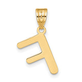14k Yellow Gold Initial F Pendant Charm, Polished Block Letter Design for Women or Unisex Wear