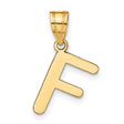 14k Yellow Gold Initial F Pendant Charm, Polished Block Letter Design for Women or Unisex Wear