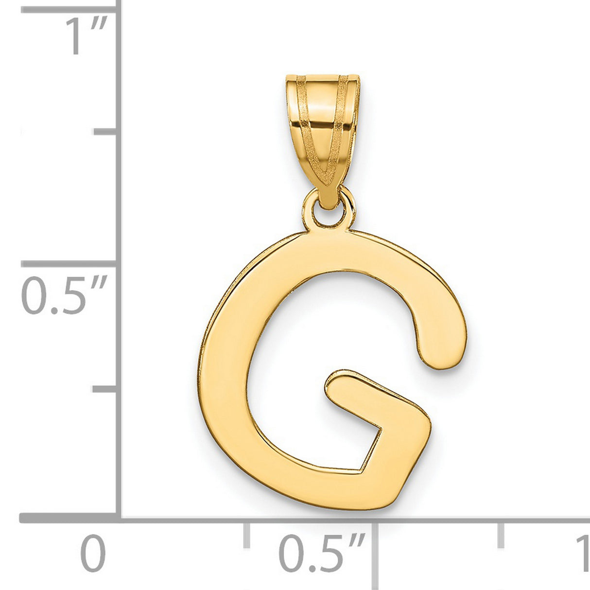 14k Yellow Gold Letter G Pendant Charm, Polished Modern Initial Jewelry for Women or Unisex Wear