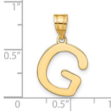 14k Yellow Gold Letter G Pendant Charm, Polished Modern Initial Jewelry for Women or Unisex Wear