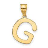 14k Yellow Gold Letter G Pendant Charm, Polished Modern Initial Jewelry for Women or Unisex Wear