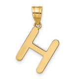 14k Yellow Gold H Pendant Charm, Sleek Polished Letter Design, Modern Minimalist Jewelry