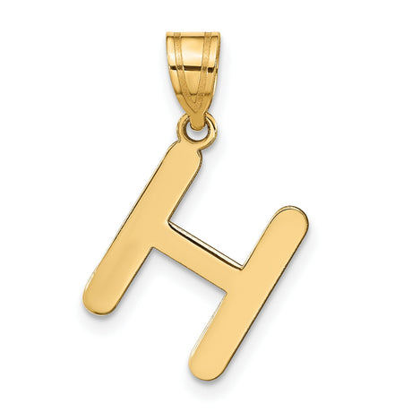 14k Yellow Gold H Pendant Charm, Sleek Polished Letter Design, Modern Minimalist Jewelry