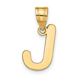 14k Yellow Gold Initial J Pendant Charm, Polished Letter Design for Women or Unisex Wear