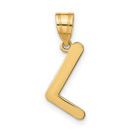 14k Yellow Gold Letter L Pendant, Polished Initial Charm, Contemporary Design for Women or Unisex