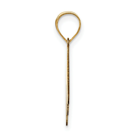 14k Yellow Gold Initial M Pendant Charm, Polished Script Letter Jewelry for Women