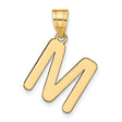 14k Yellow Gold Initial M Pendant Charm, Polished Script Letter Jewelry for Women