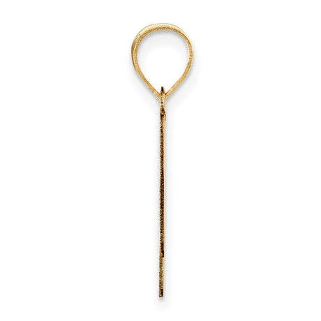 14k Yellow Gold Initial Pendant, Polished Script Letter N Charm for Unisex Wear