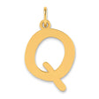 Polished Bubble Letter Q Initial Charm Pendant in Real 14k Yellow Gold