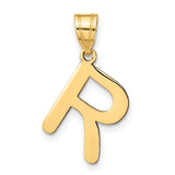 14k Yellow Gold Letter R Pendant, Bold Modern Initial Charm for Women or Unisex Wear