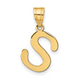 14k Yellow Gold Letter S Pendant, Script Initial Charm, Polished Monogram Jewelry for Women or Unisex
