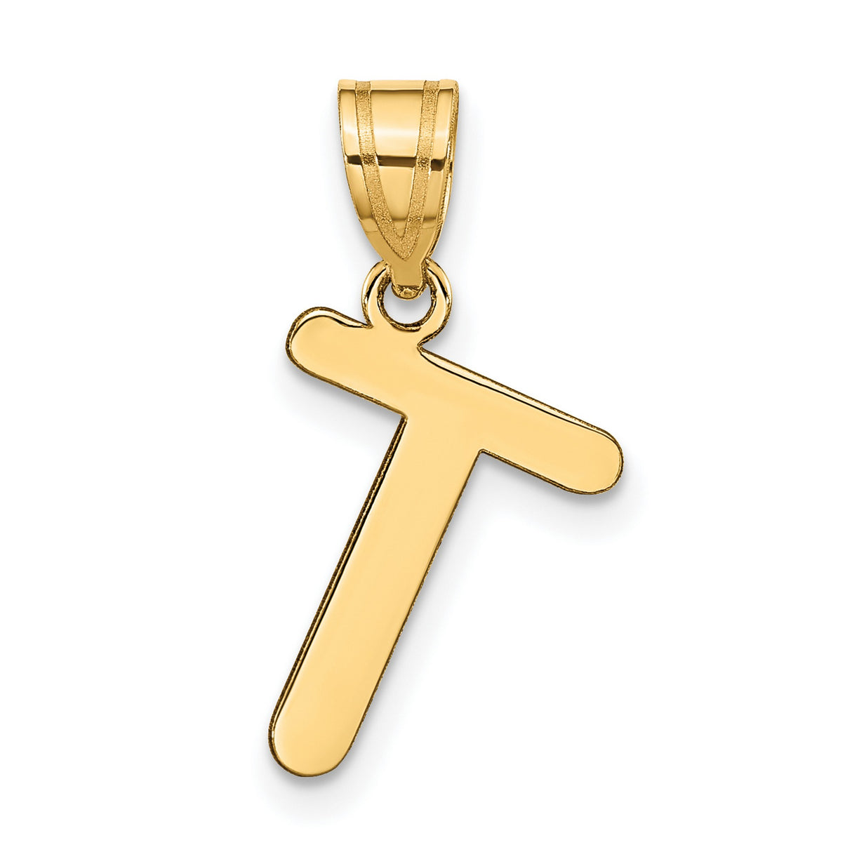 14k Yellow Gold Tau Cross Pendant, Polished Christian Faith Symbol for Men and Women