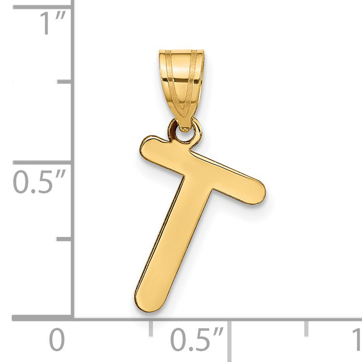 14k Yellow Gold Tau Cross Pendant, Polished Christian Faith Symbol for Men and Women