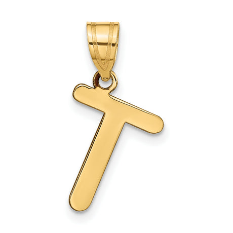 14k Yellow Gold Tau Cross Pendant, Polished Christian Faith Symbol for Men and Women