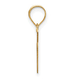 14k Yellow Gold Initial Pendant, Letter V Charm in Polished Block Design