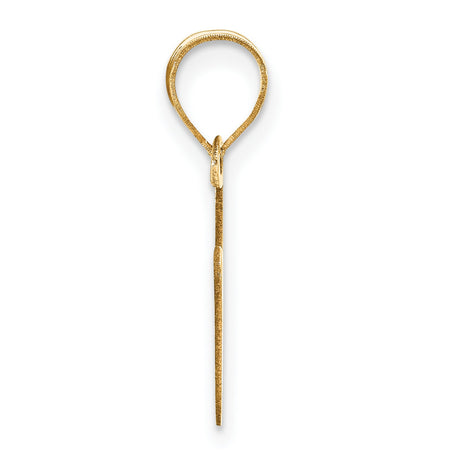 14k Yellow Gold Initial Pendant, Letter V Charm in Polished Block Design