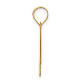 14k Yellow Gold Script W Initial Pendant, Polished Letter Charm for Women or Unisex Wear