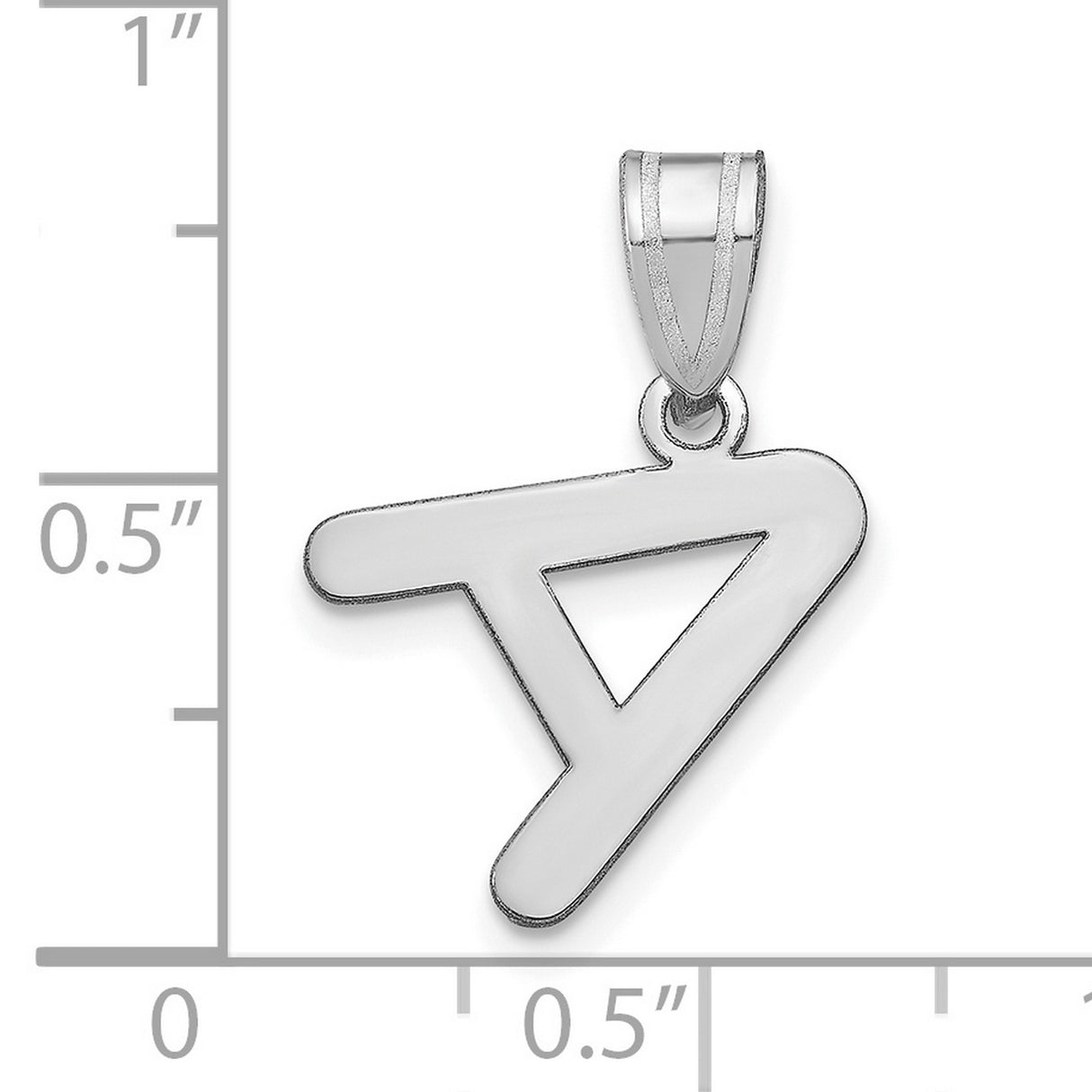 14k White Gold Polished Bubble Letter A Initial Charm Pendant for Men and Women