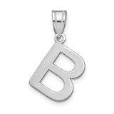14k White Gold Letter B Pendant Charm, Polished Alphabet Jewelry, Unisex Monogram Style